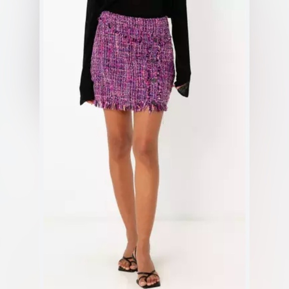 ๐๐ZARA PURPLE MULTI METALLIC TEXTURED WEAVE TWEED SKIRT-๐๐NWT - Picture 2 of 16